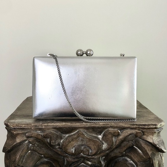 EVER NEW Handbag Silver Pink Clutch Bridal Bridesmaid Wedding Formal Dressy - Picture 16 of 16